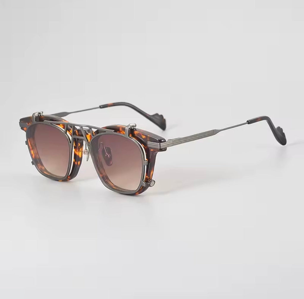Hip Hop Square Magnetic Sunglasses men SYB Ladies Pure Titanium Acetate Travel UV400 Handmade Personality Retro sunglasses