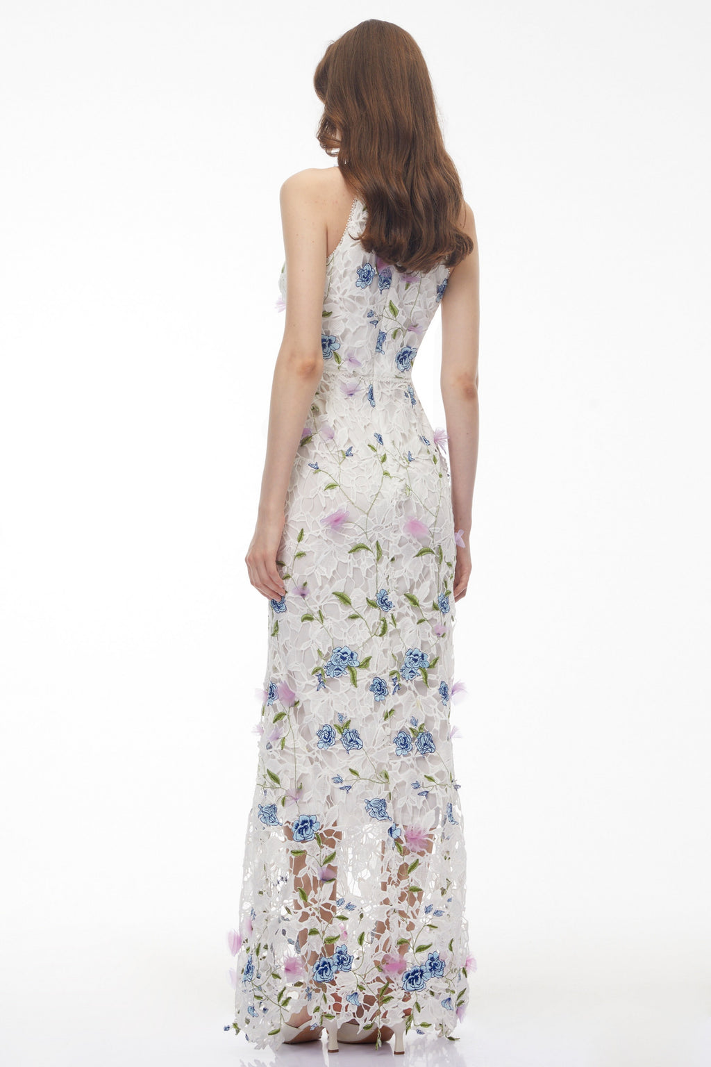 Simcha White Floral Applique Maxi Dress
